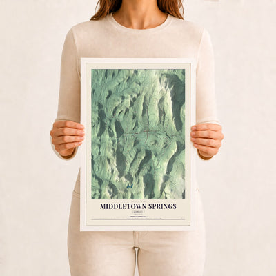 Middletown Springs, Vermont map print - 12 x 18 white Ayous wood frame