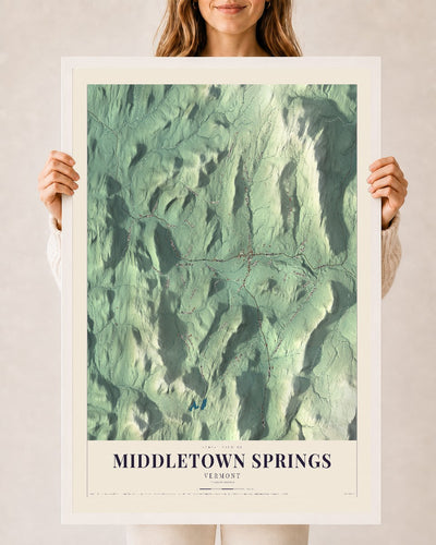 Middletown Springs, Vermont map print - 24 x 36 white Ayous wood frame