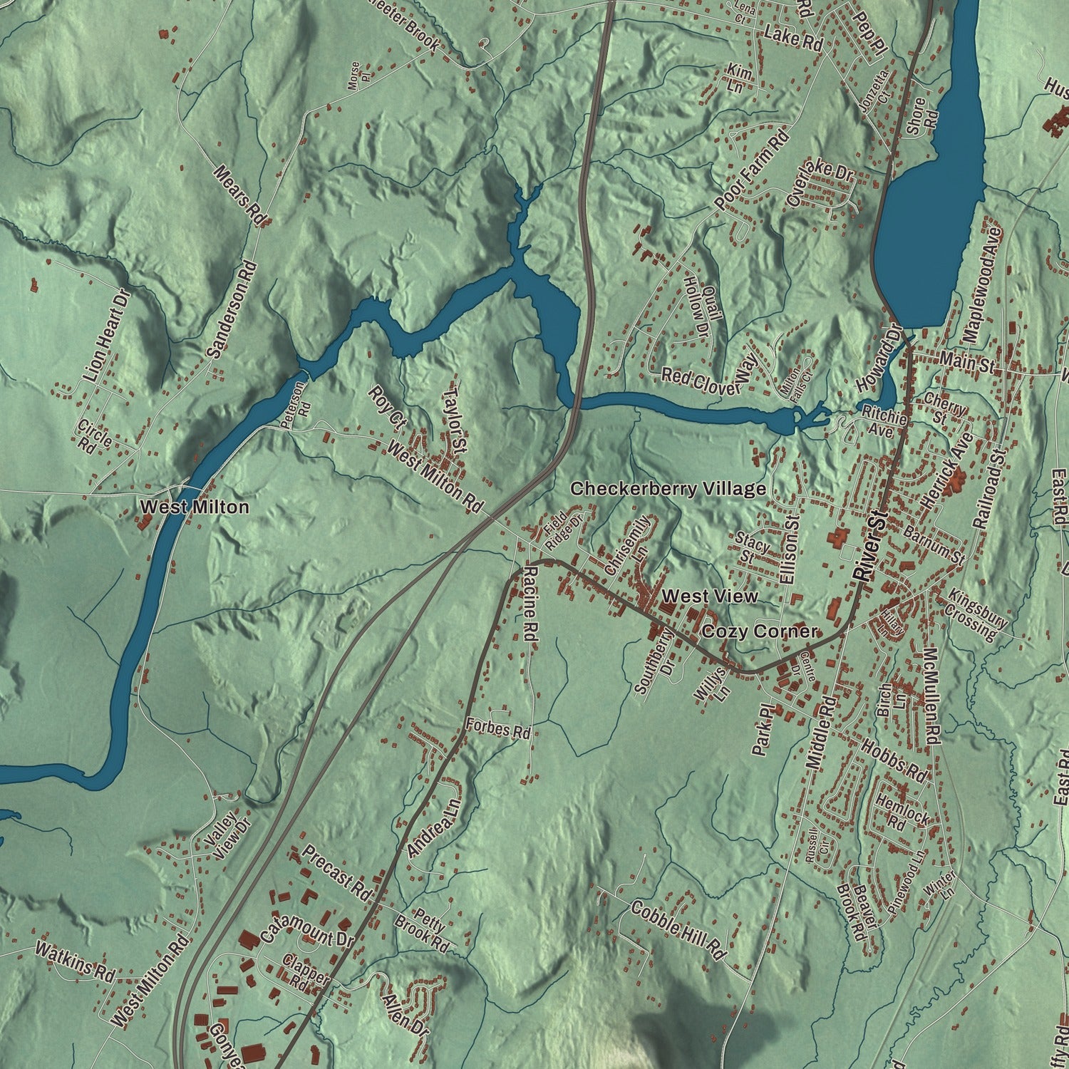 Street and neighborhood detail from the Milton, Vermont map