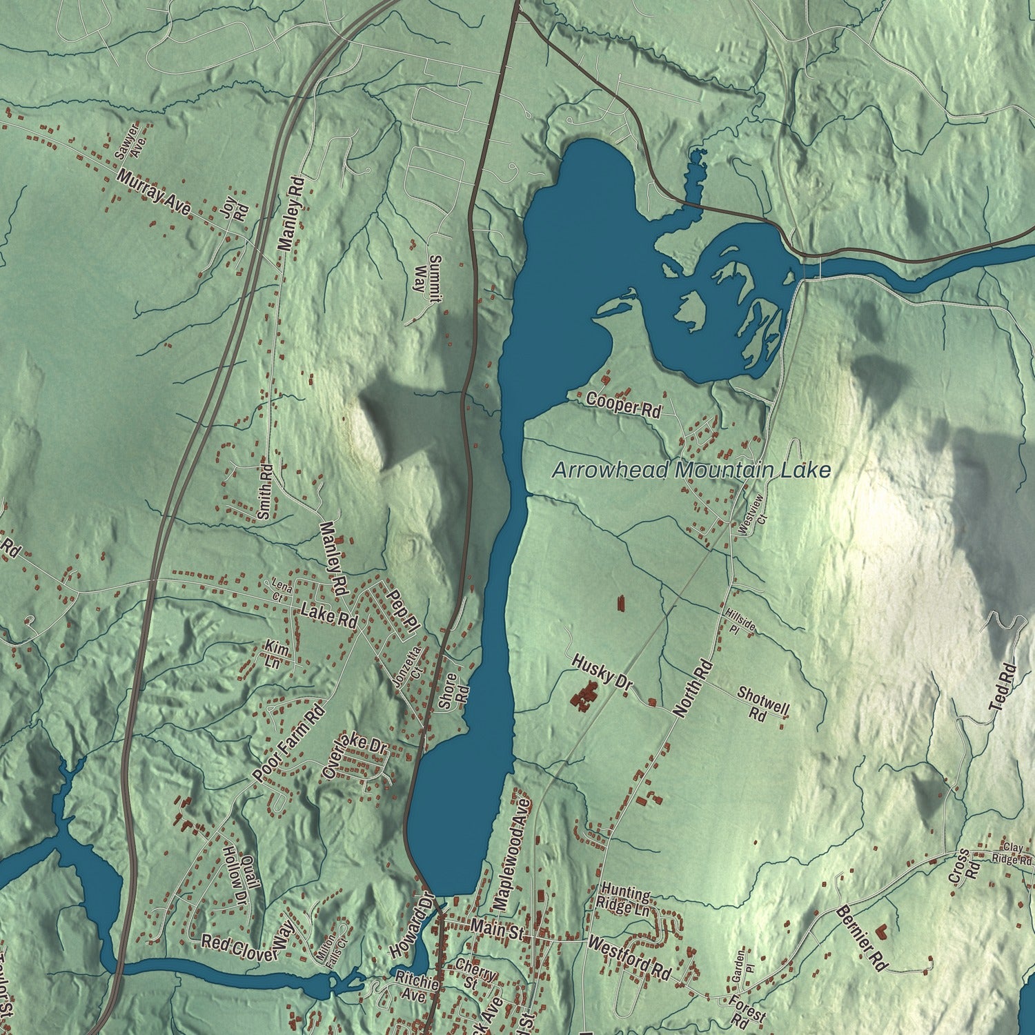 Terrain and local geography detail from the Milton, Vermont map