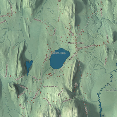 Terrain and local geography detail from the Monkton, Vermont map