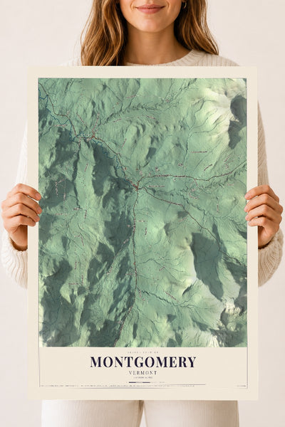 Montgomery, Vermont map print - 18 x 24 archival matte print