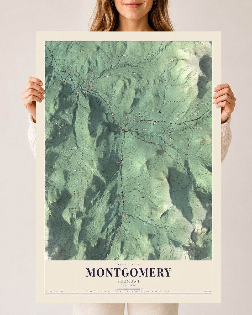 Montgomery, Vermont map print - 24 x 36 archival matte print