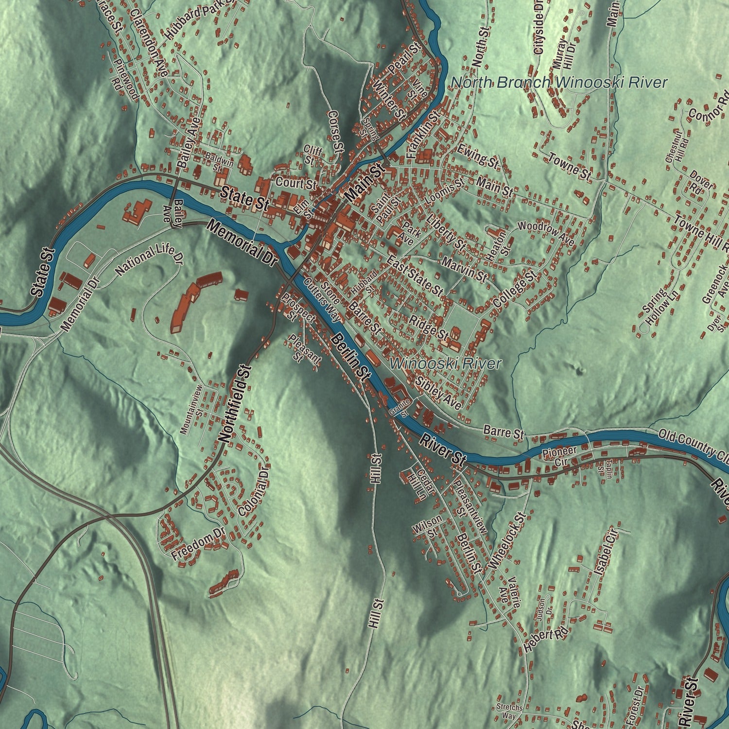 Street and neighborhood detail from the Montpelier, Vermont map