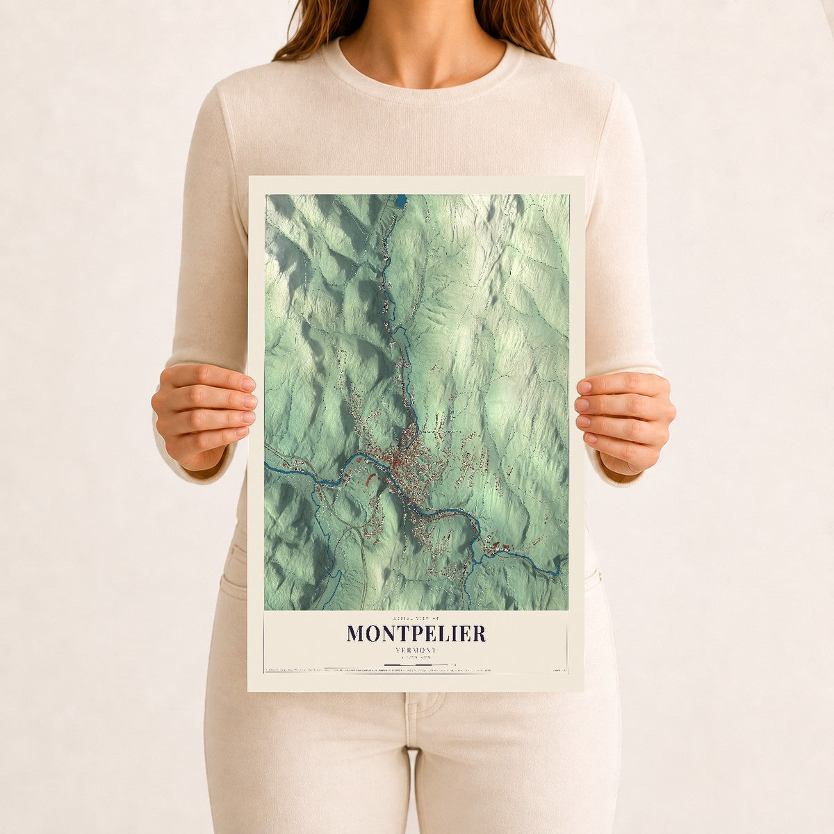 Montpelier, Vermont map print - 12 x 18 archival matte print
