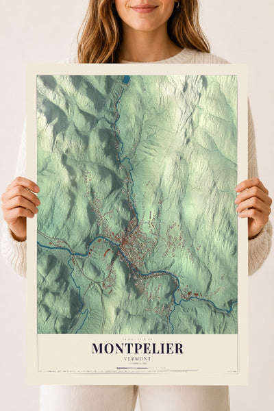Montpelier, Vermont map print - 18 x 24 archival matte print