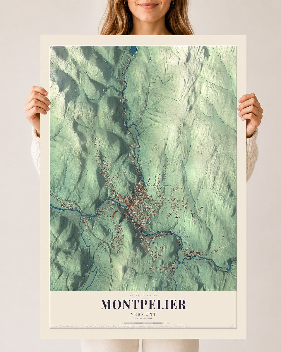 Montpelier, Vermont map print - 24 x 36 archival matte print