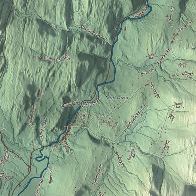 Terrain and local geography detail from the Moretown, Vermont map