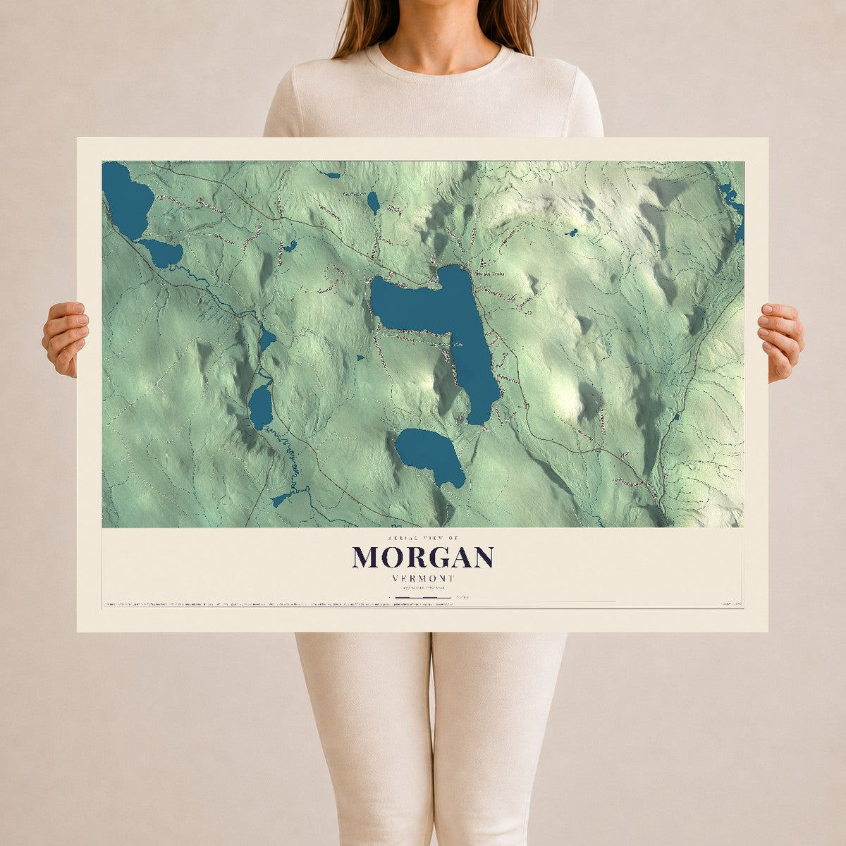 Map of Morgan, Vermont, 24 x 36 inch unframed archival matte print