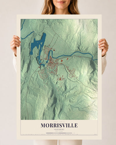 Morrisville, Vermont map print - 24 x 36 archival matte print