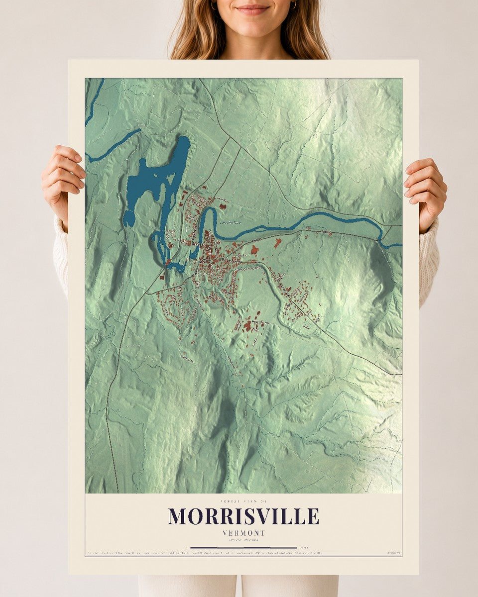 Morrisville, Vermont map print - 24 x 36 archival matte print
