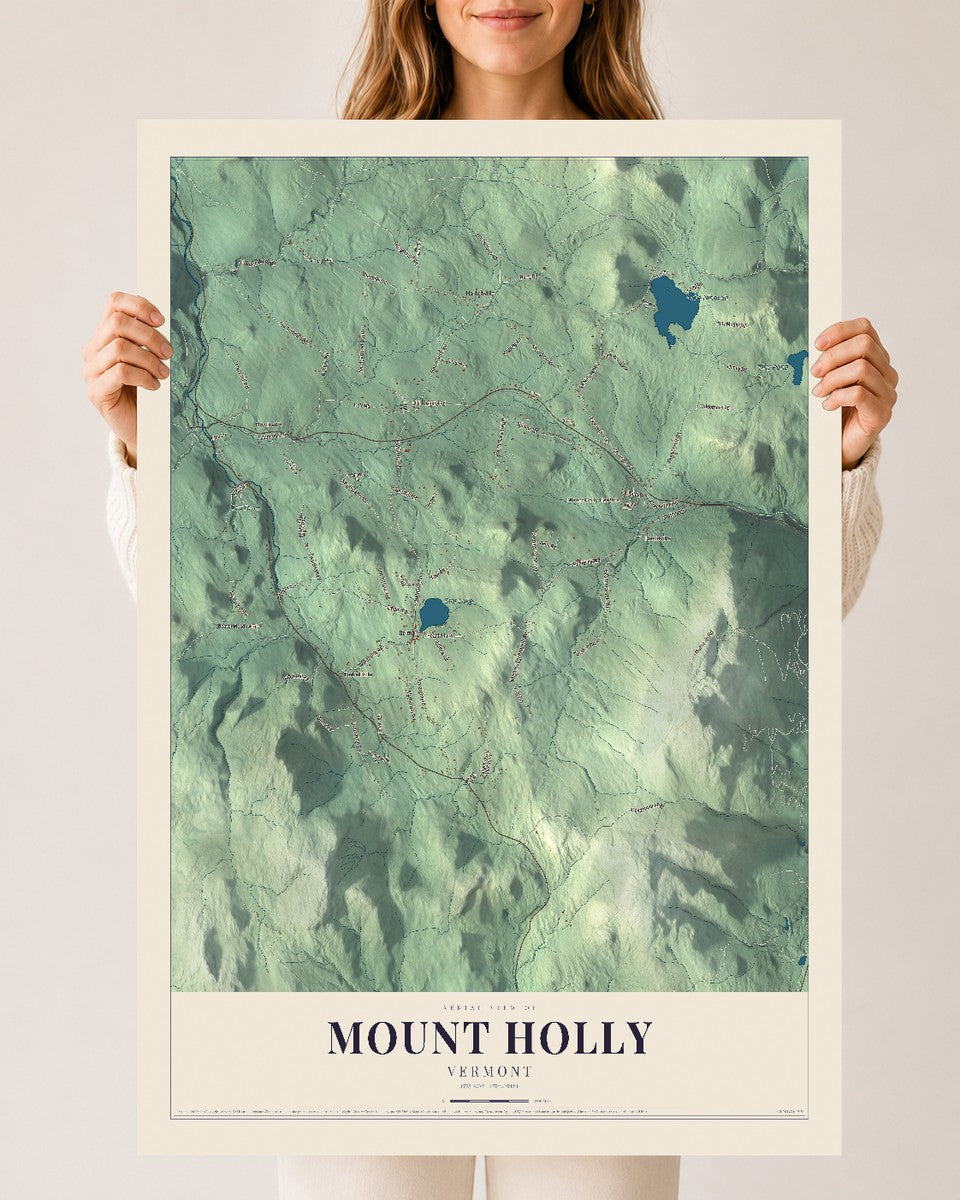 Mount Holly, Vermont map print - 24 x 36 archival matte print