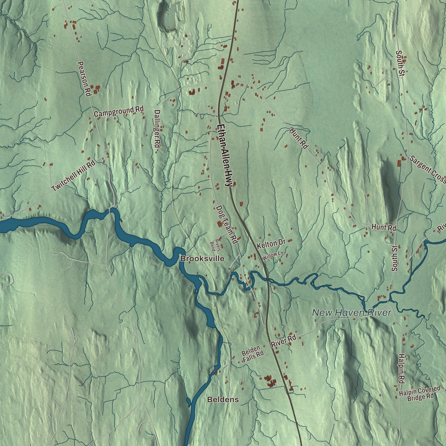 Street and neighborhood detail from the New Haven, Vermont map