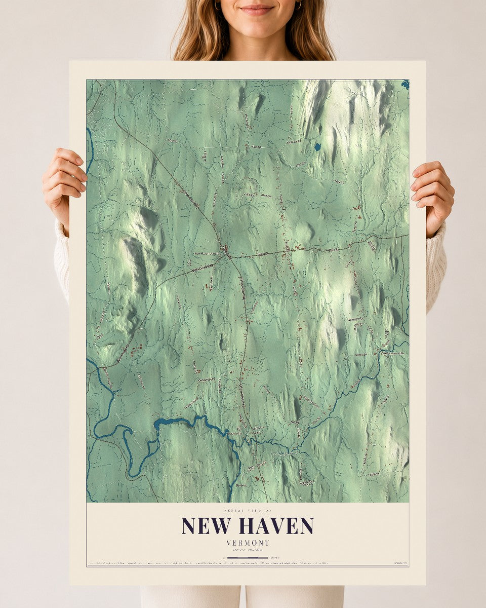 New Haven, Vermont map print - 24 x 36 archival matte print