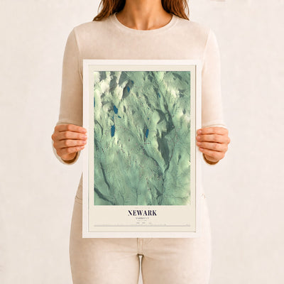 Newark, Vermont map print - 12 x 18 white Ayous wood frame