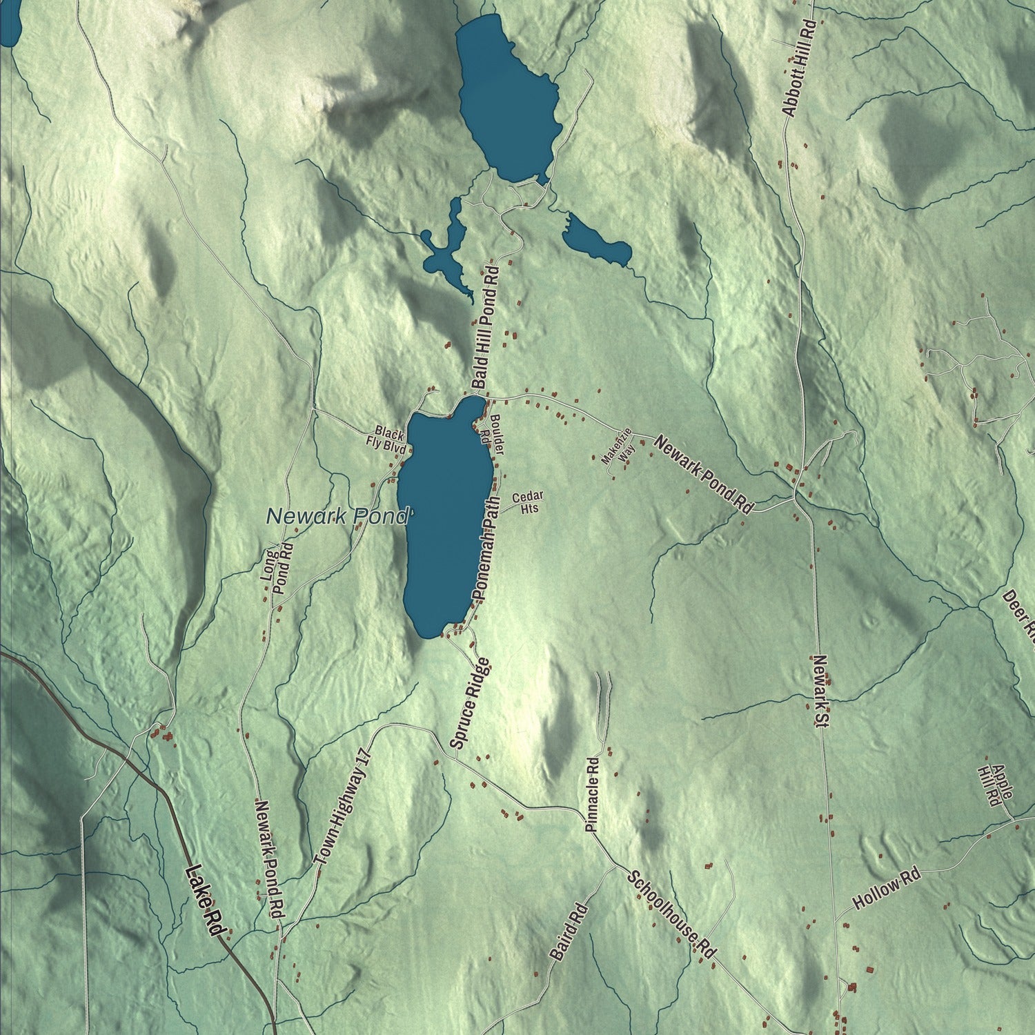 Terrain and local geography detail from the Newark, Vermont map