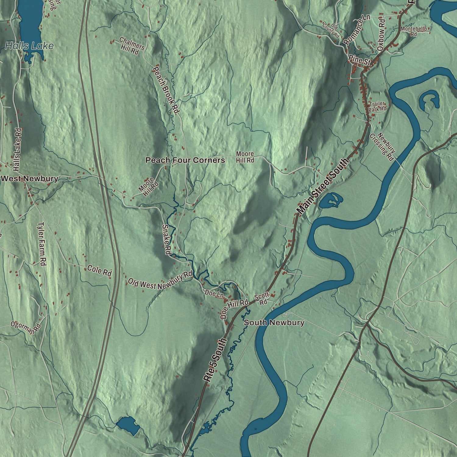 Street and neighborhood detail from the Newbury, Vermont map