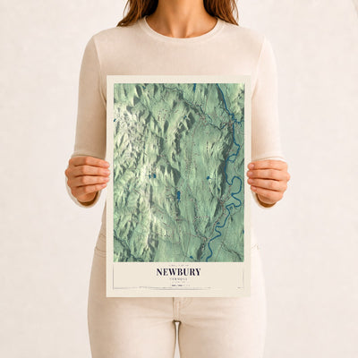 Newbury, Vermont map print - 12 x 18 archival matte print