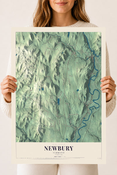 Newbury, Vermont map print - 18 x 24 archival matte print