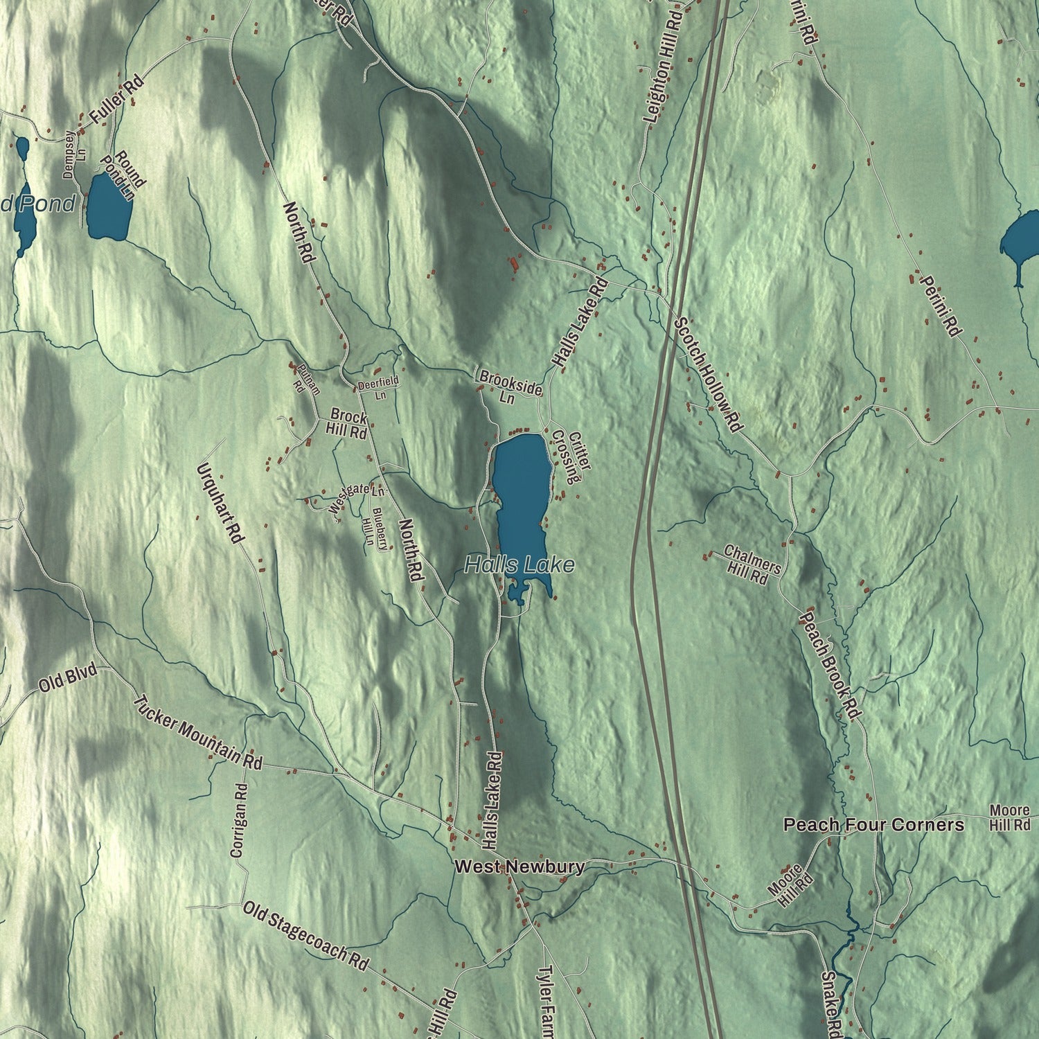 Terrain and local geography detail from the Newbury, Vermont map