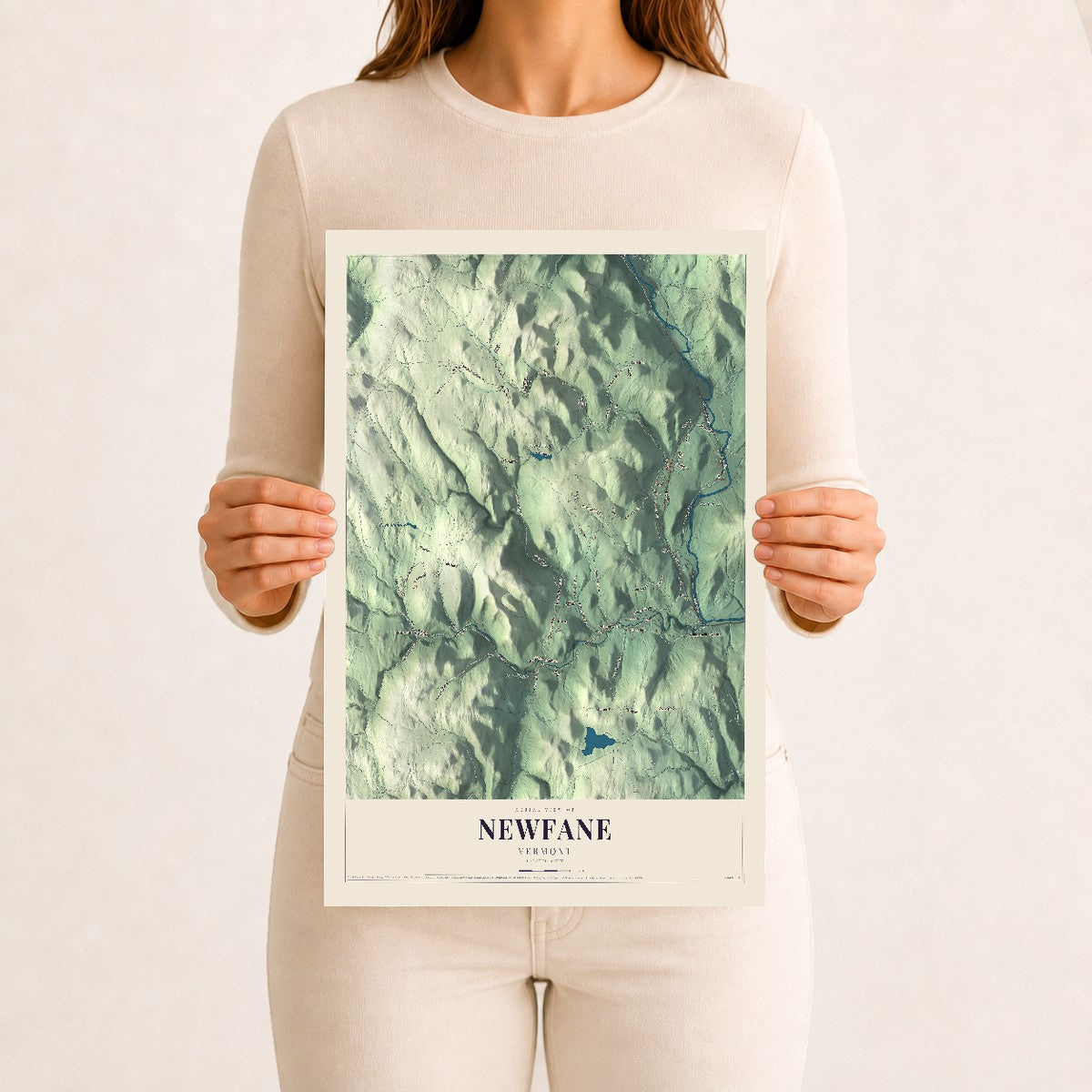 Newfane, Vermont map print - 12 x 18 archival matte print