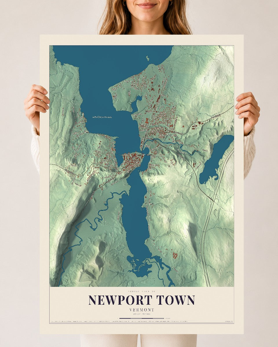 Newport Town, Vermont map print - 24 x 36 archival matte print