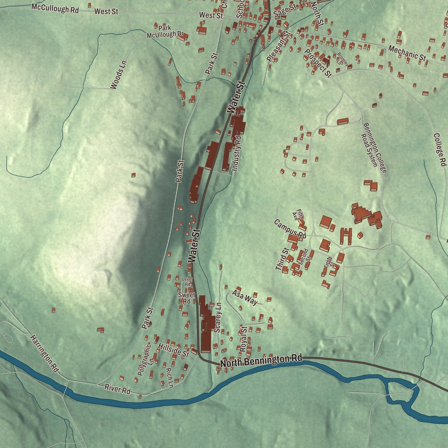 Street and neighborhood detail from the North Bennington, Vermont map