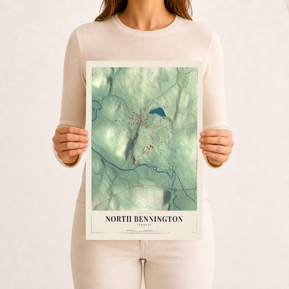 North Bennington, Vermont map print - 12 x 18 archival matte print
