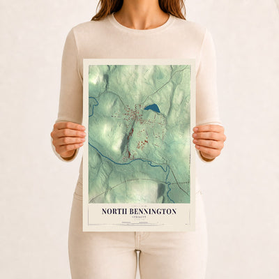 North Bennington, Vermont map print - 12 x 18 archival matte print