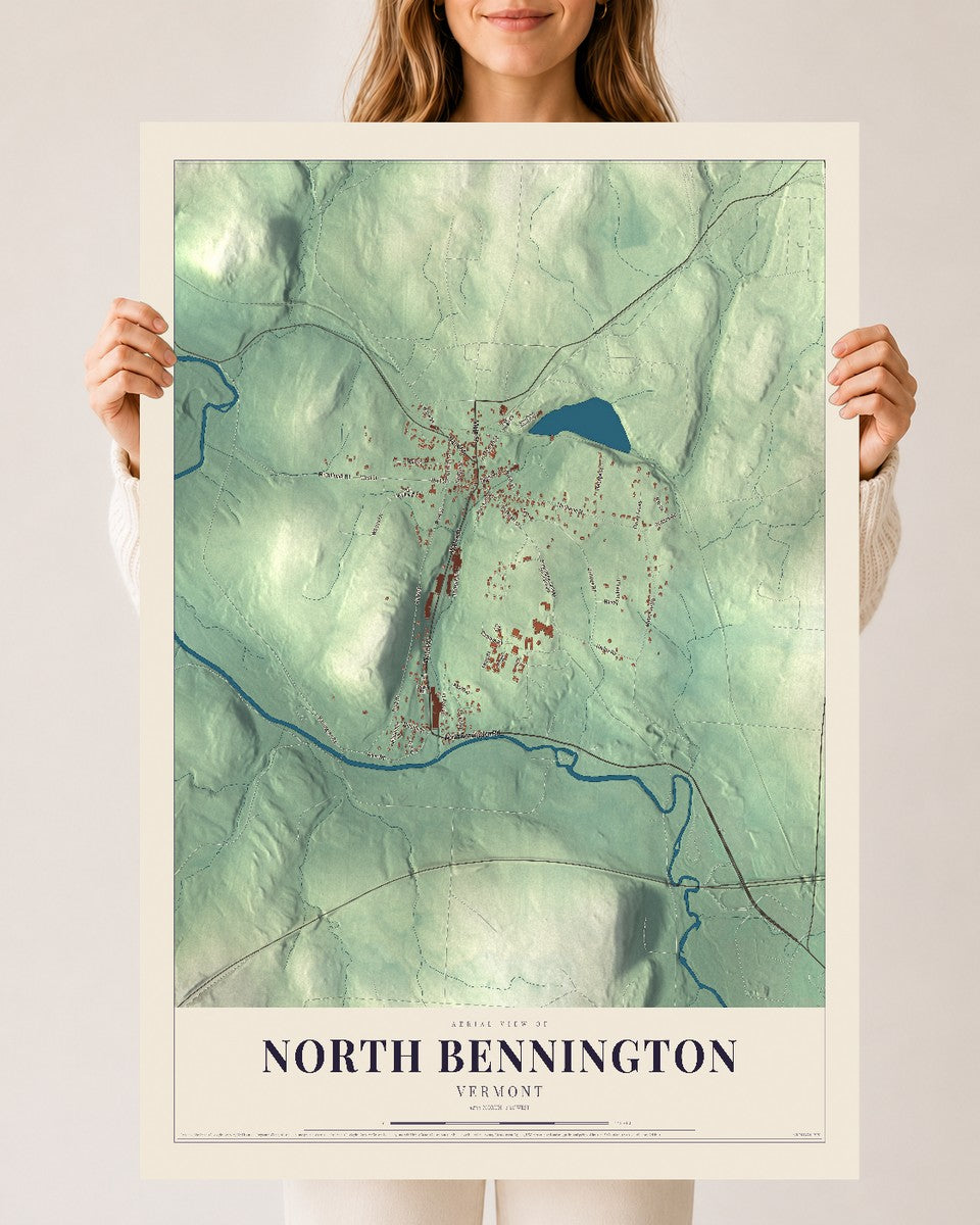 North Bennington, Vermont map print - 24 x 36 archival matte print