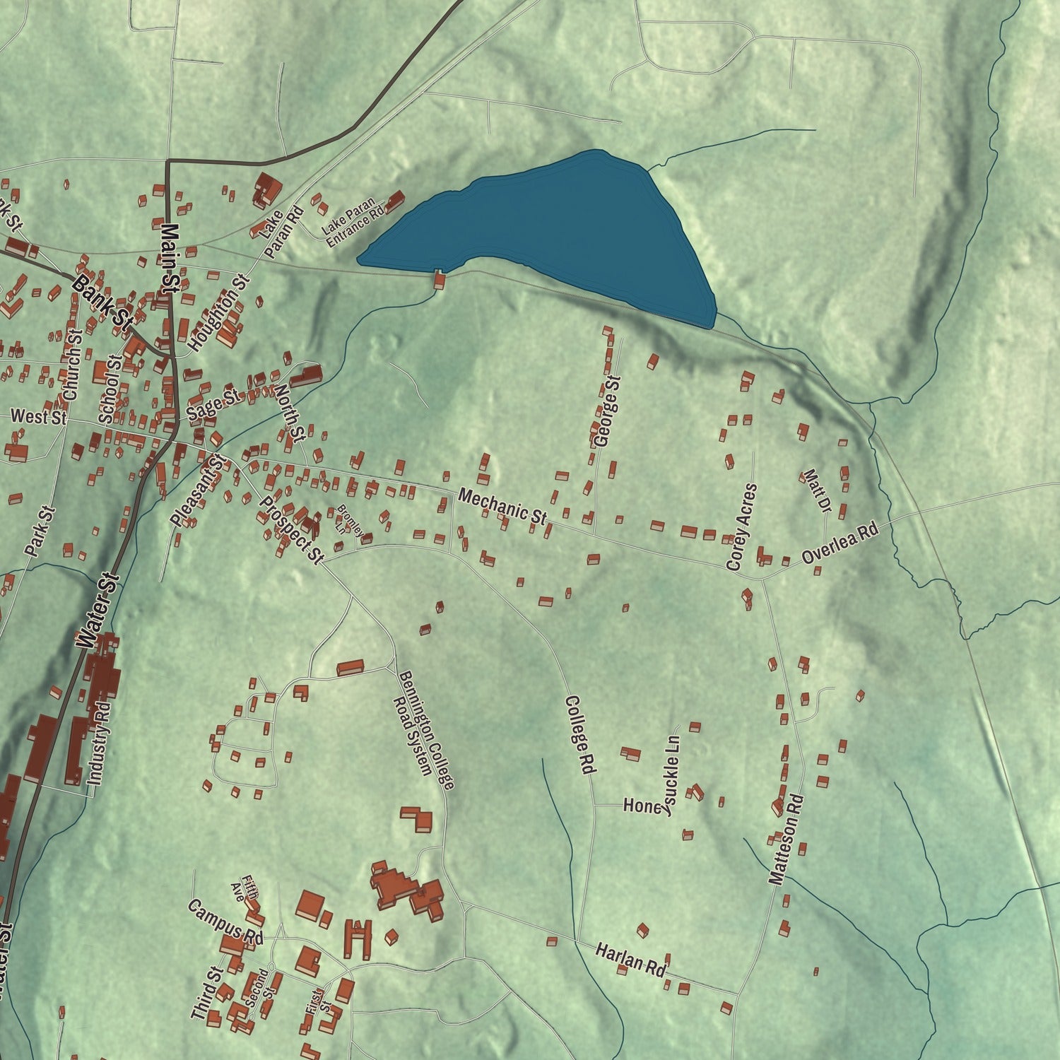Terrain and local geography detail from the North Bennington, Vermont map