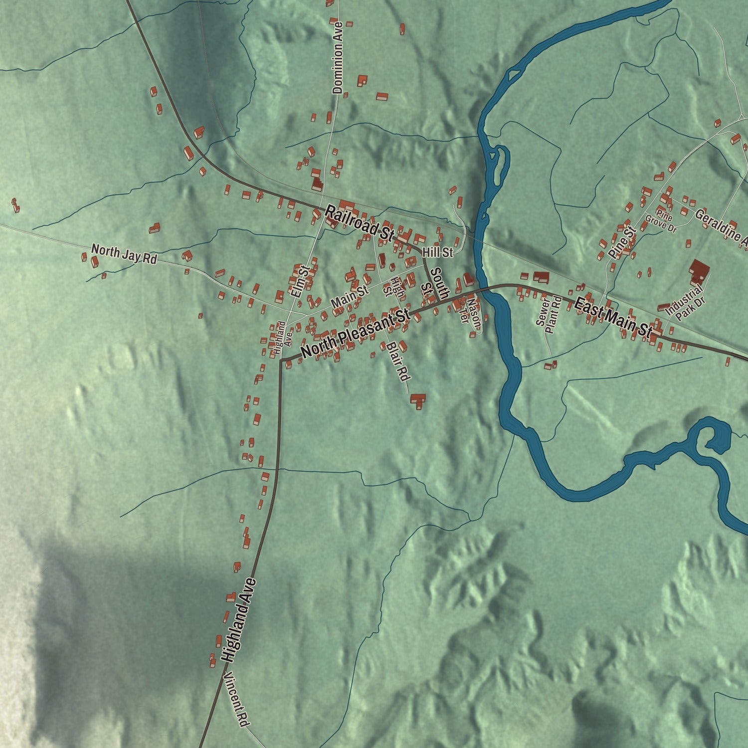 Street and neighborhood detail from the North Troy, Vermont map