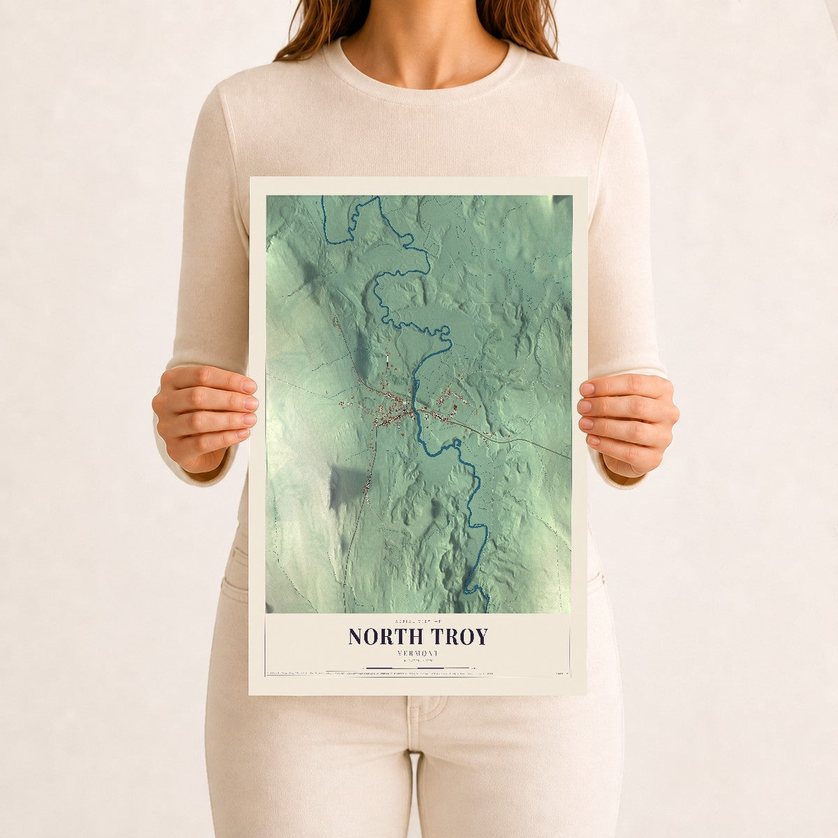 North Troy, Vermont map print - 12 x 18 archival matte print