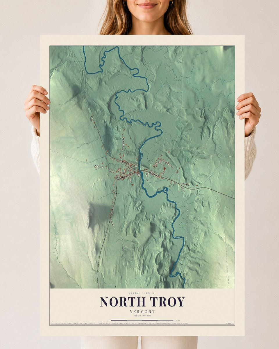 North Troy, Vermont map print - 24 x 36 archival matte print