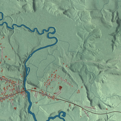 Terrain and local geography detail from the North Troy, Vermont map