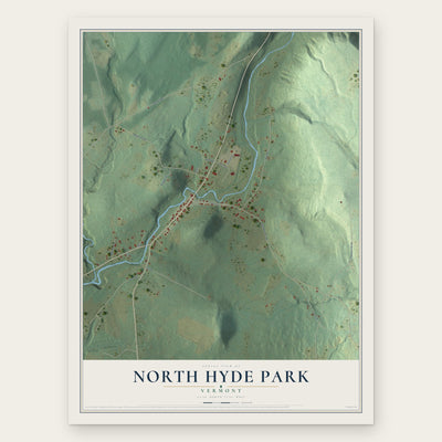North Hyde Park, Vermont map print, the full design