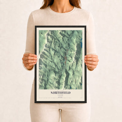 Northfield, Vermont map print - 12 x 18 black Ayous wood frame