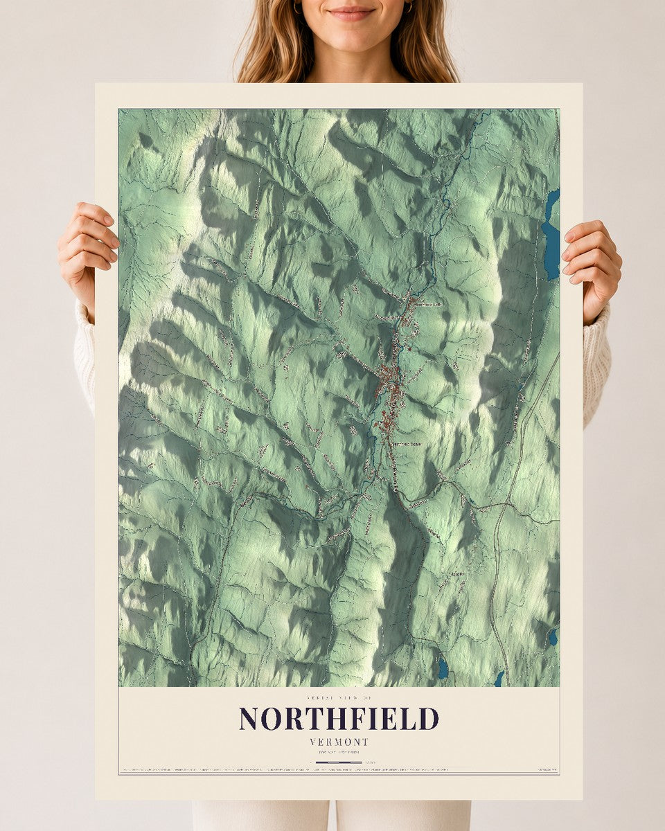 Northfield, Vermont map print - 24 x 36 archival matte print