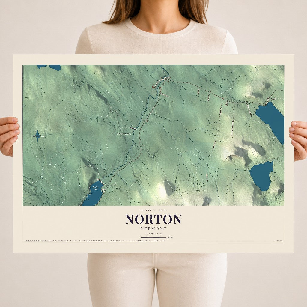 Map of Norton, Vermont, 18 x 24 inch unframed archival matte print