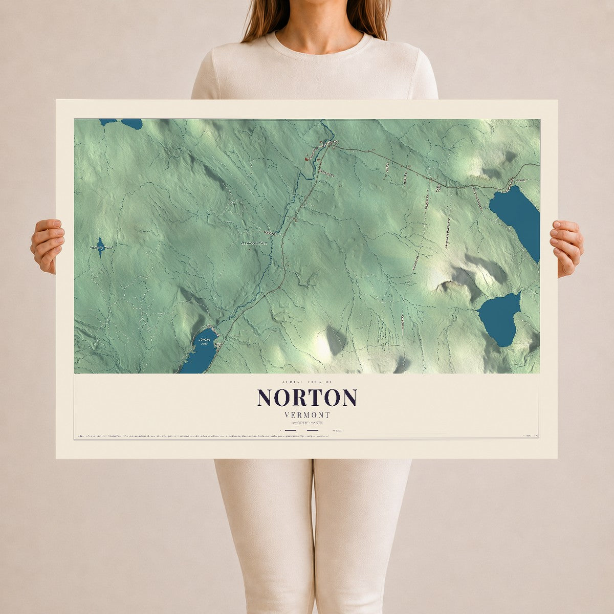 Map of Norton, Vermont, 24 x 36 inch unframed archival matte print
