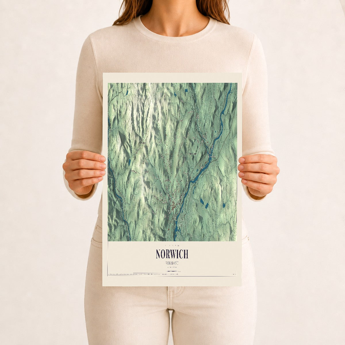 Norwich, Vermont map print - 12 x 18 archival matte print