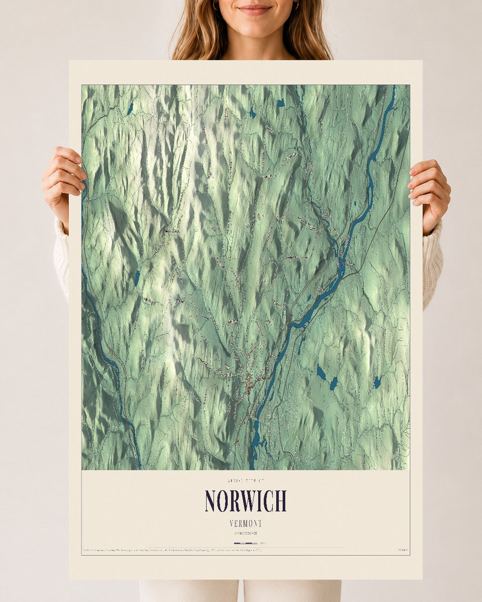 Norwich, Vermont map print - 24 x 36 archival matte print