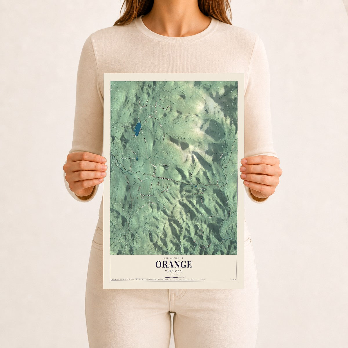 Orange, Vermont map print - 12 x 18 archival matte print