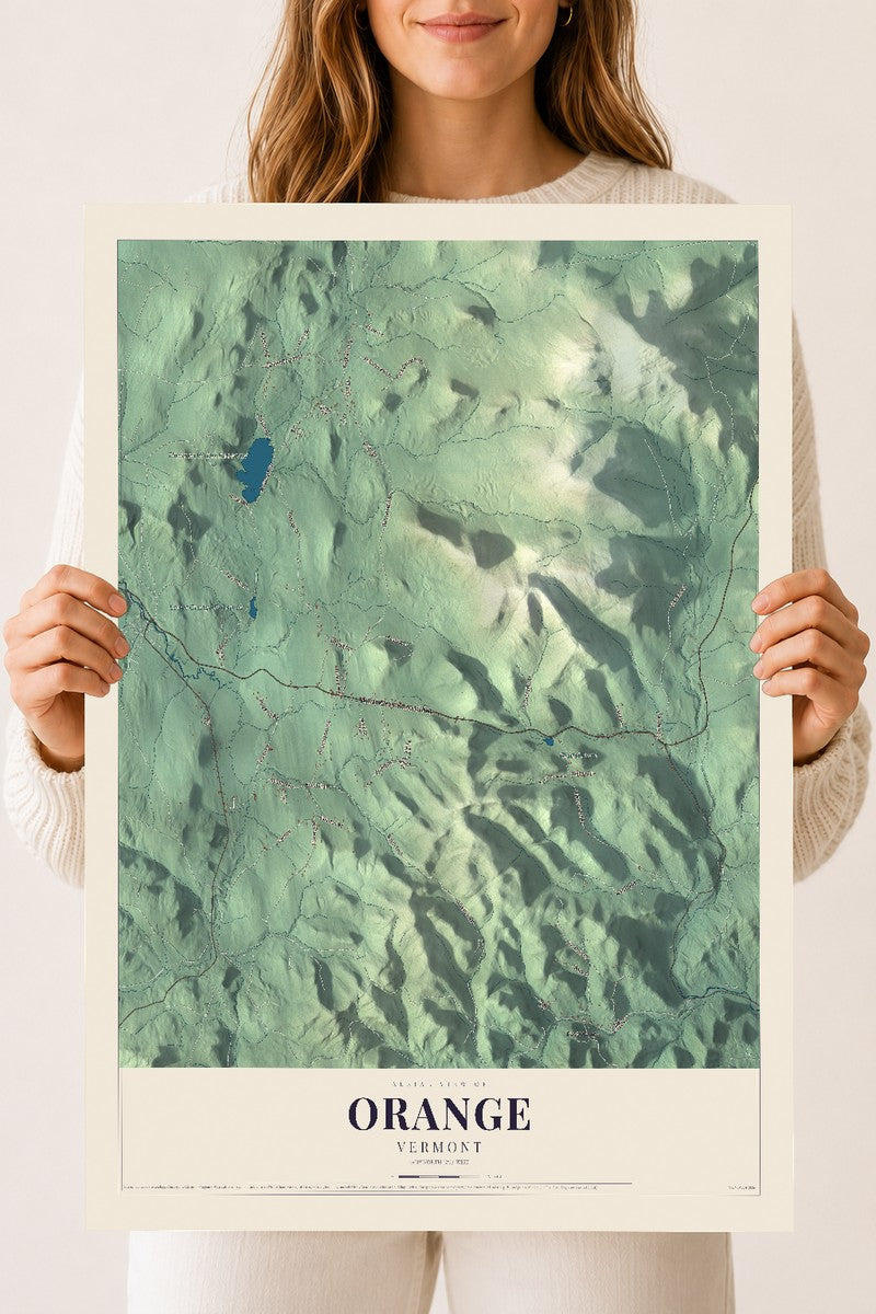 Orange, Vermont map print - 18 x 24 archival matte print