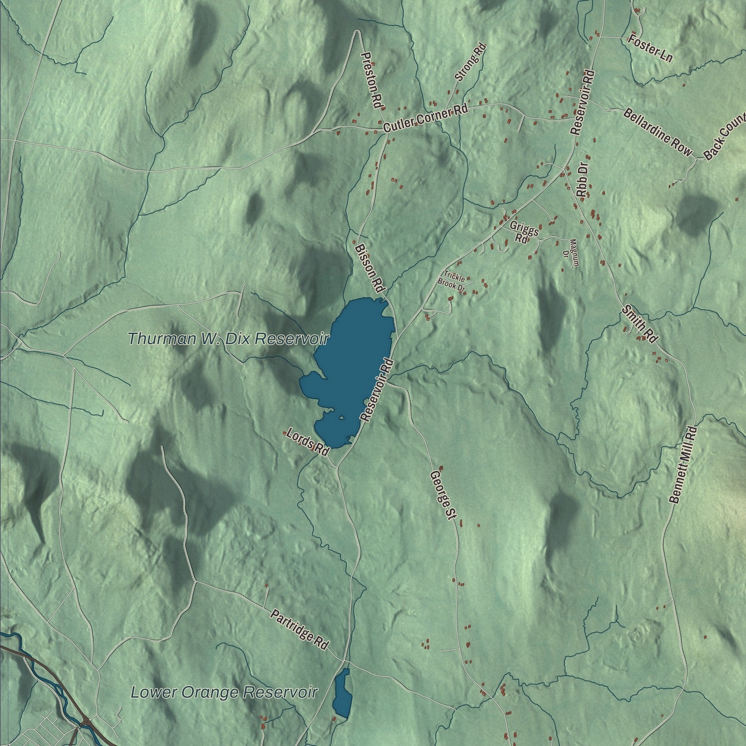 Terrain and local geography detail from the Orange, Vermont map