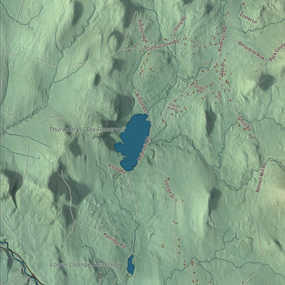 Terrain and local geography detail from the Orange, Vermont map