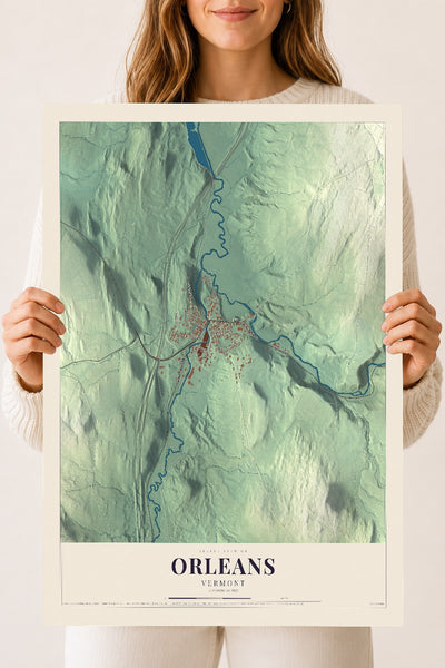 Orleans, Vermont map print - 18 x 24 archival matte print
