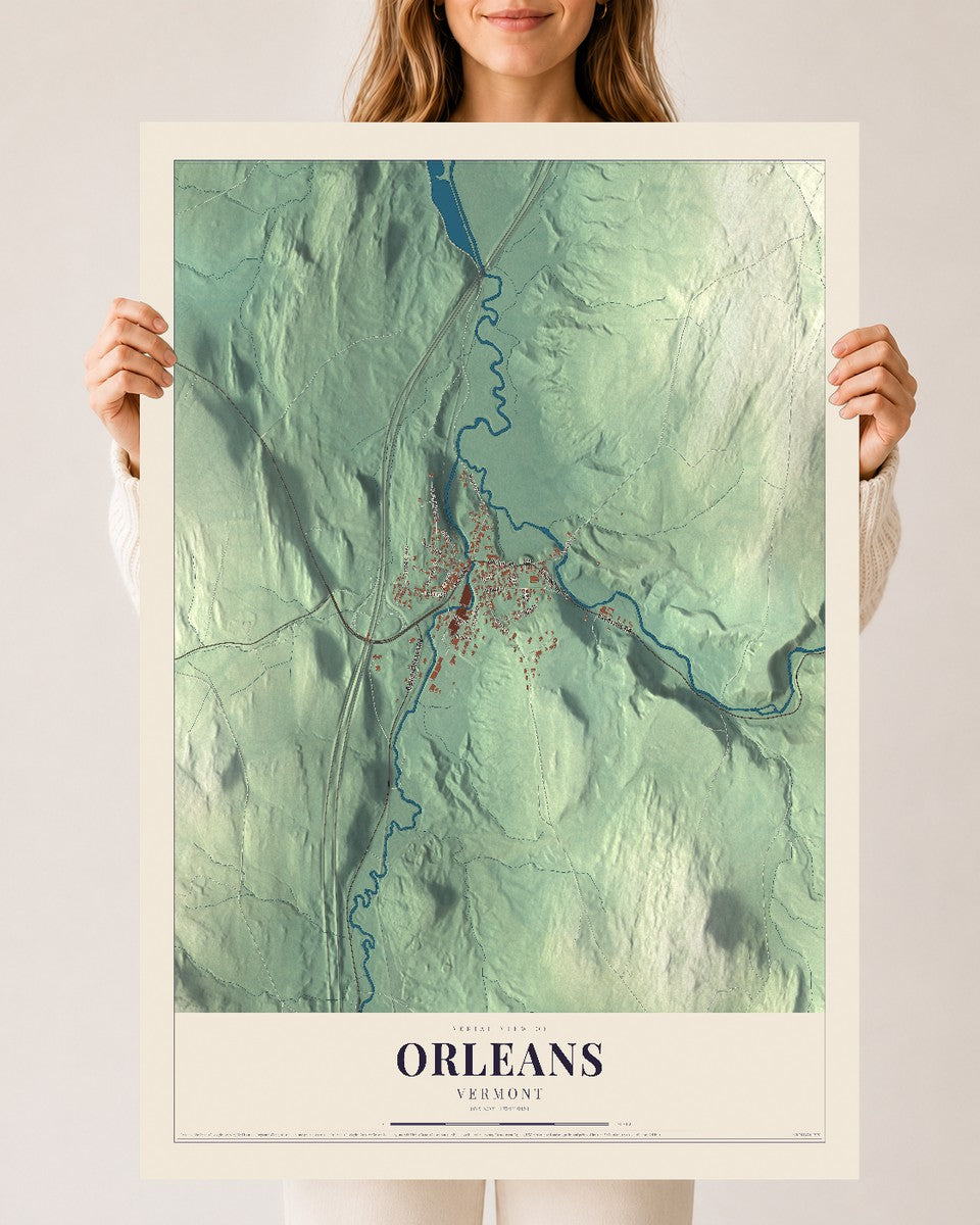 Orleans, Vermont map print - 24 x 36 archival matte print