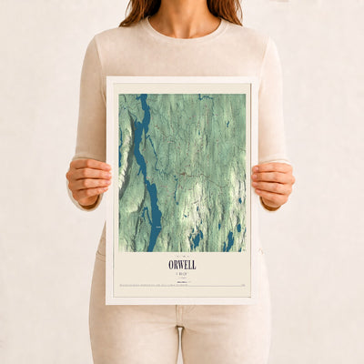 Orwell, Vermont map print - 12 x 18 white Ayous wood frame