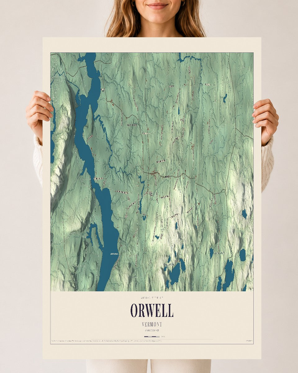 Orwell, Vermont map print - 24 x 36 archival matte print